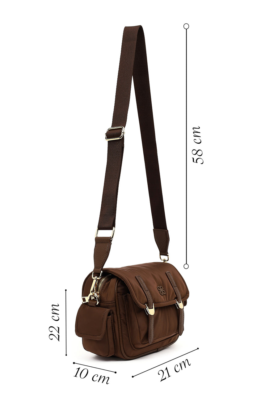 Women's Brown Fabric Crossbody Bag