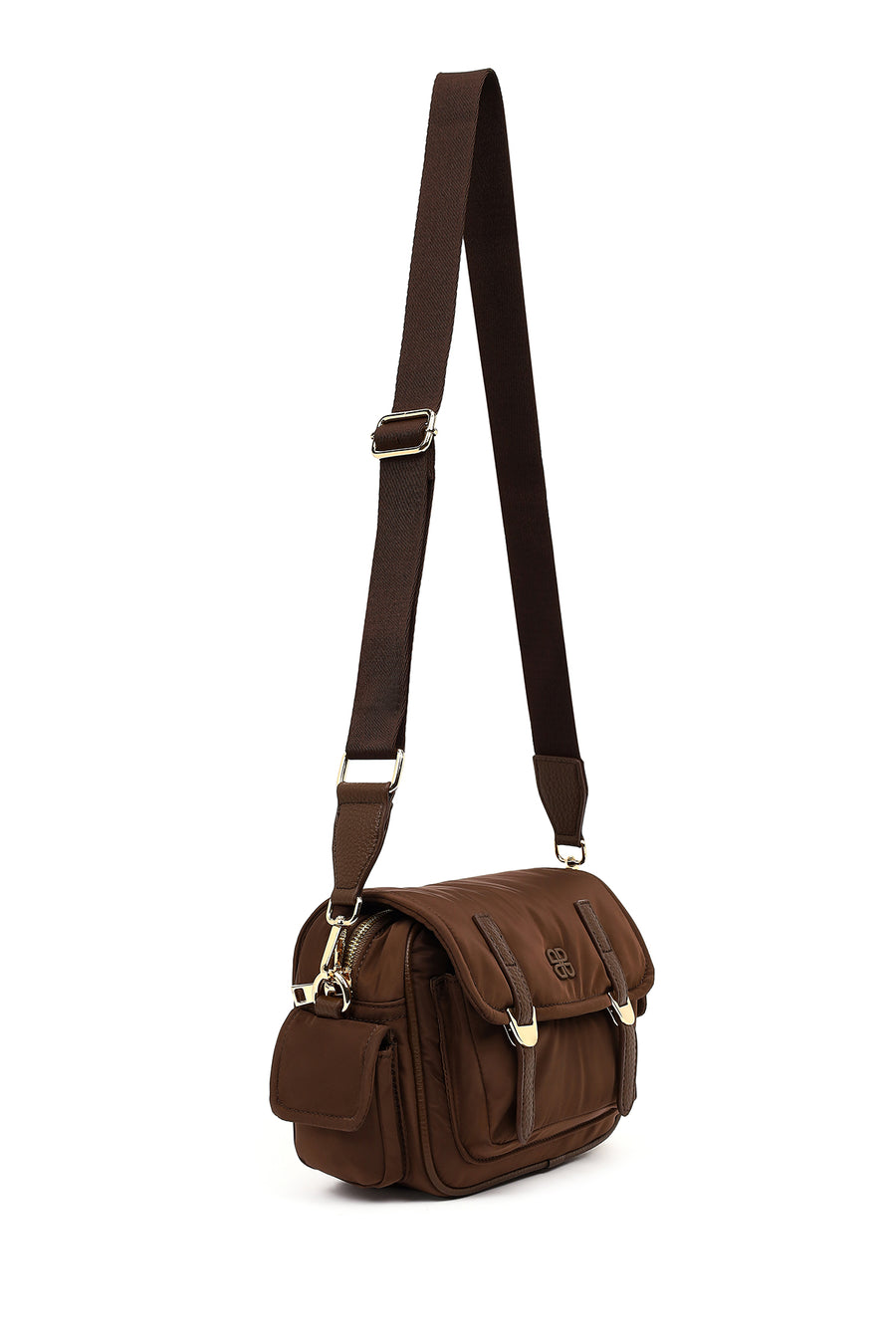 Women's Brown Fabric Crossbody Bag