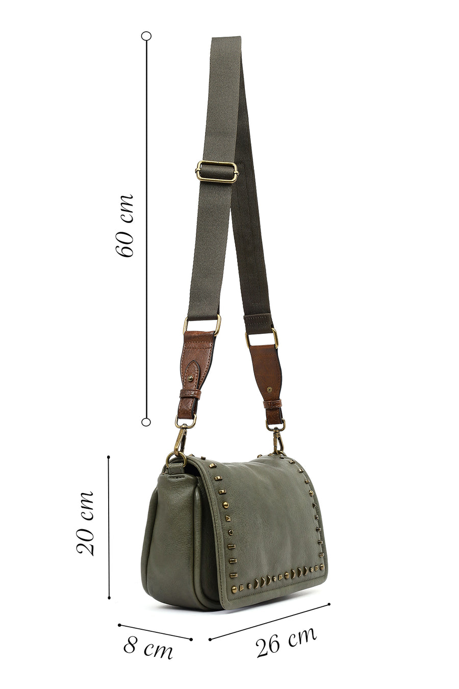 Women's Khaki Long Strap Crossbody Bag