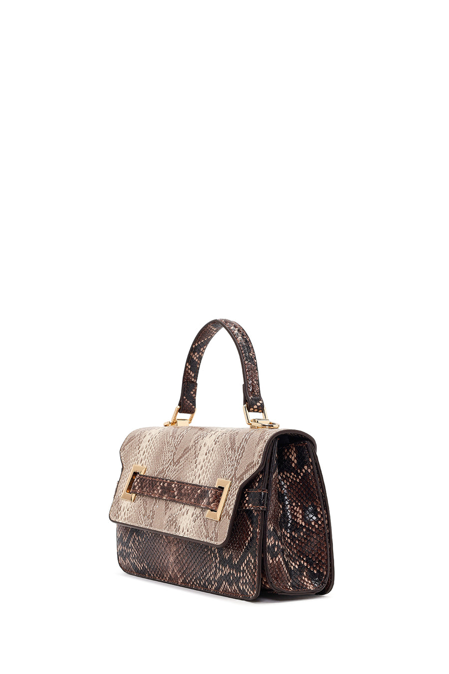 Woman Beige Patterned Long-Strap Mini Shoulder Bag
