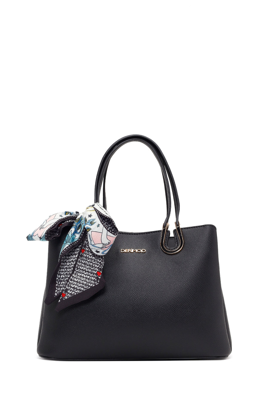 Woman Black Long-Strap Accessorized Shoulder Bag