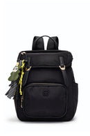 Kadın Siyah Kumaş Charmlı Sırt Çantası | Derimod