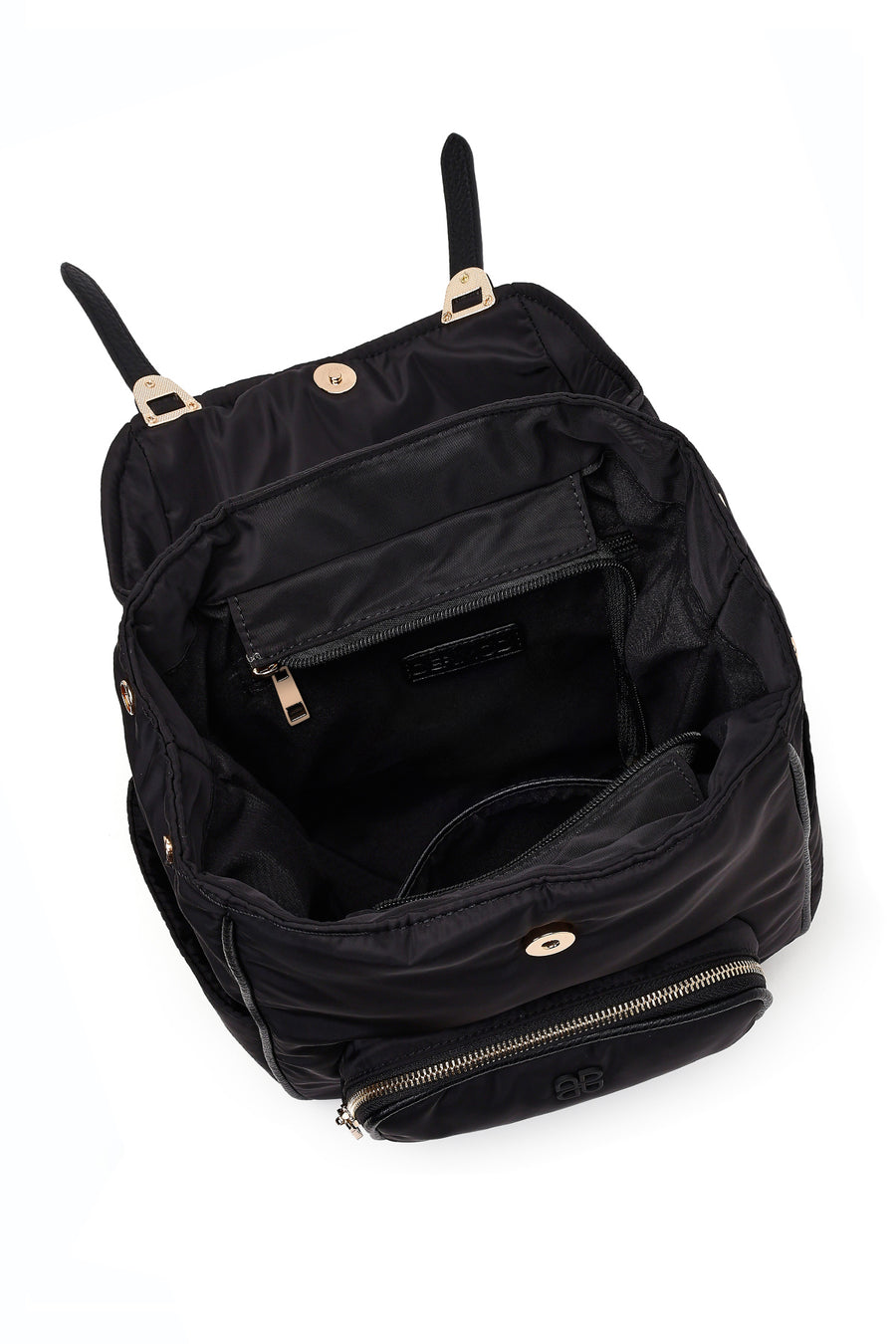 Women's Black Fabric Charm Backpack