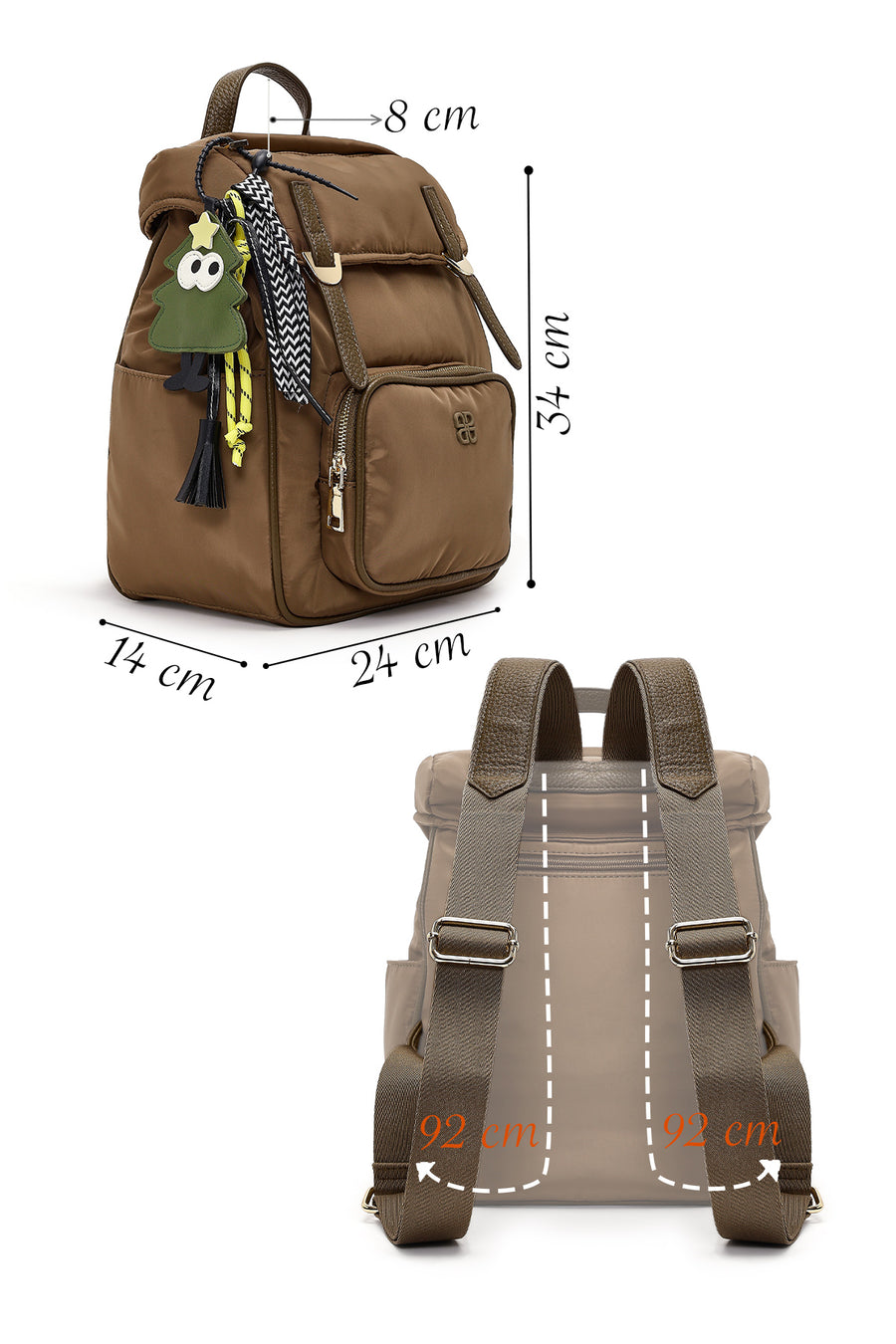 Women's Mink Fabric Charm Backpack