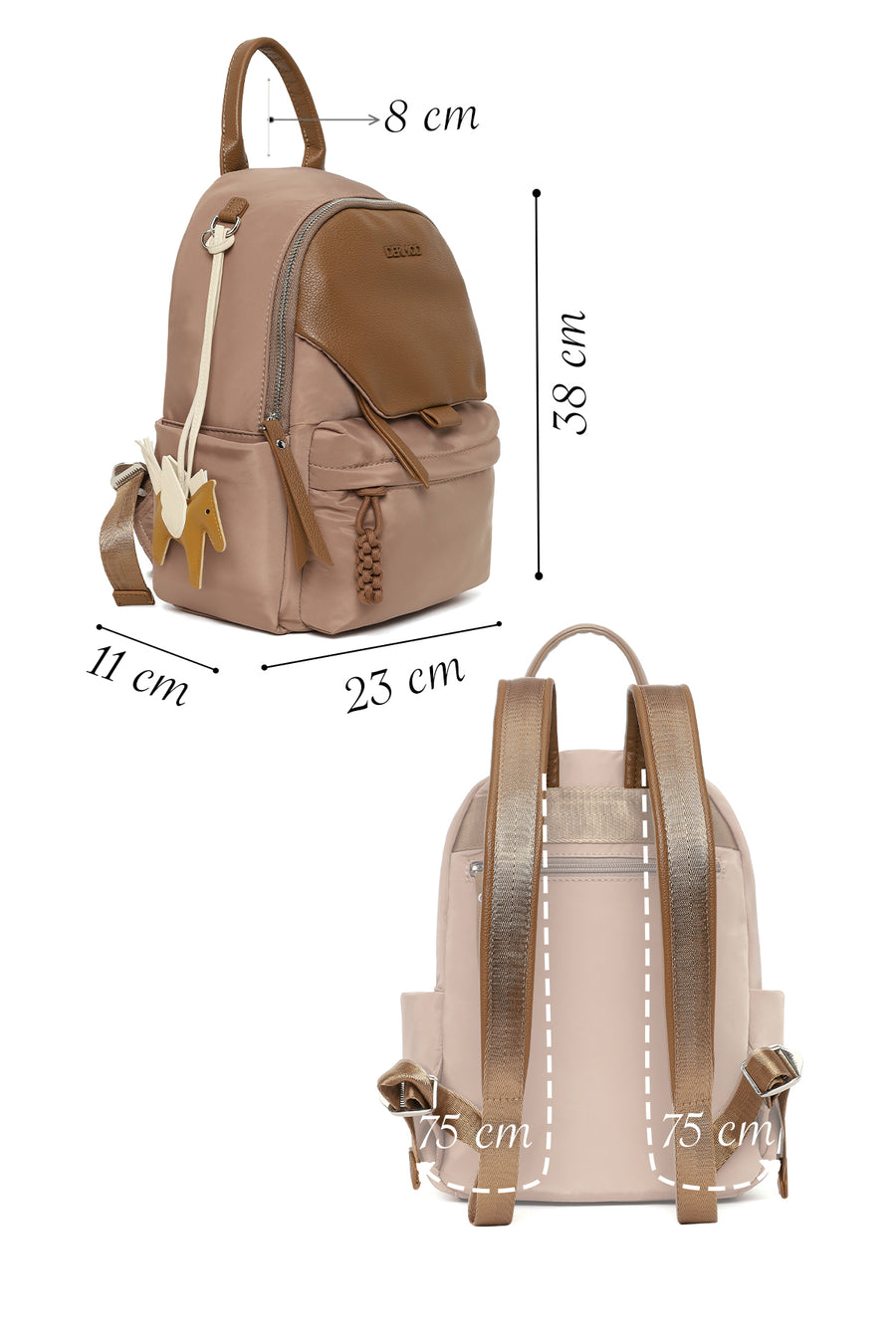 Women's Beige Fabric Backpack