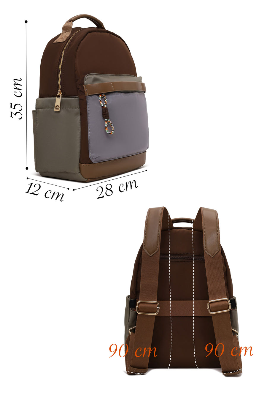 Woman Blue Fabric Backpack