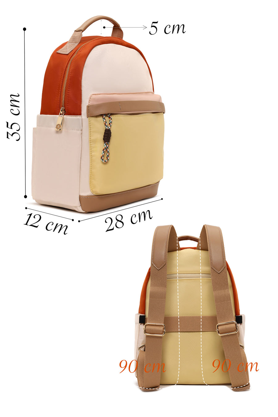 Woman Yellow Fabric Backpack