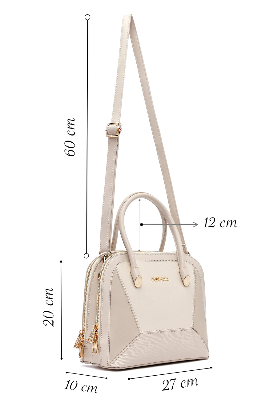 Woman Cream Long-Strap Classic Shoulder Bag