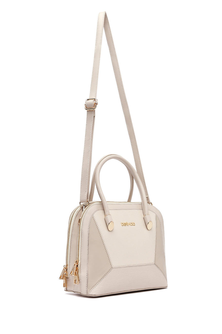 Woman Cream Long-Strap Classic Shoulder Bag