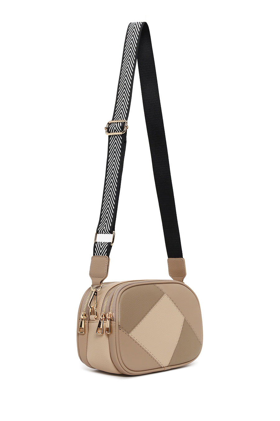 Woman Beige Patterned Crossbody Bag