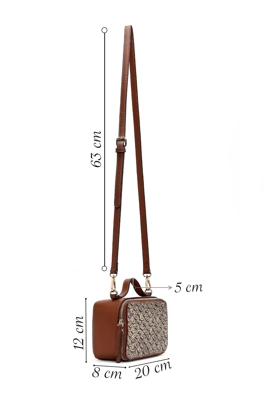 Women's Tan Long Strap Printed Shoulder Bag