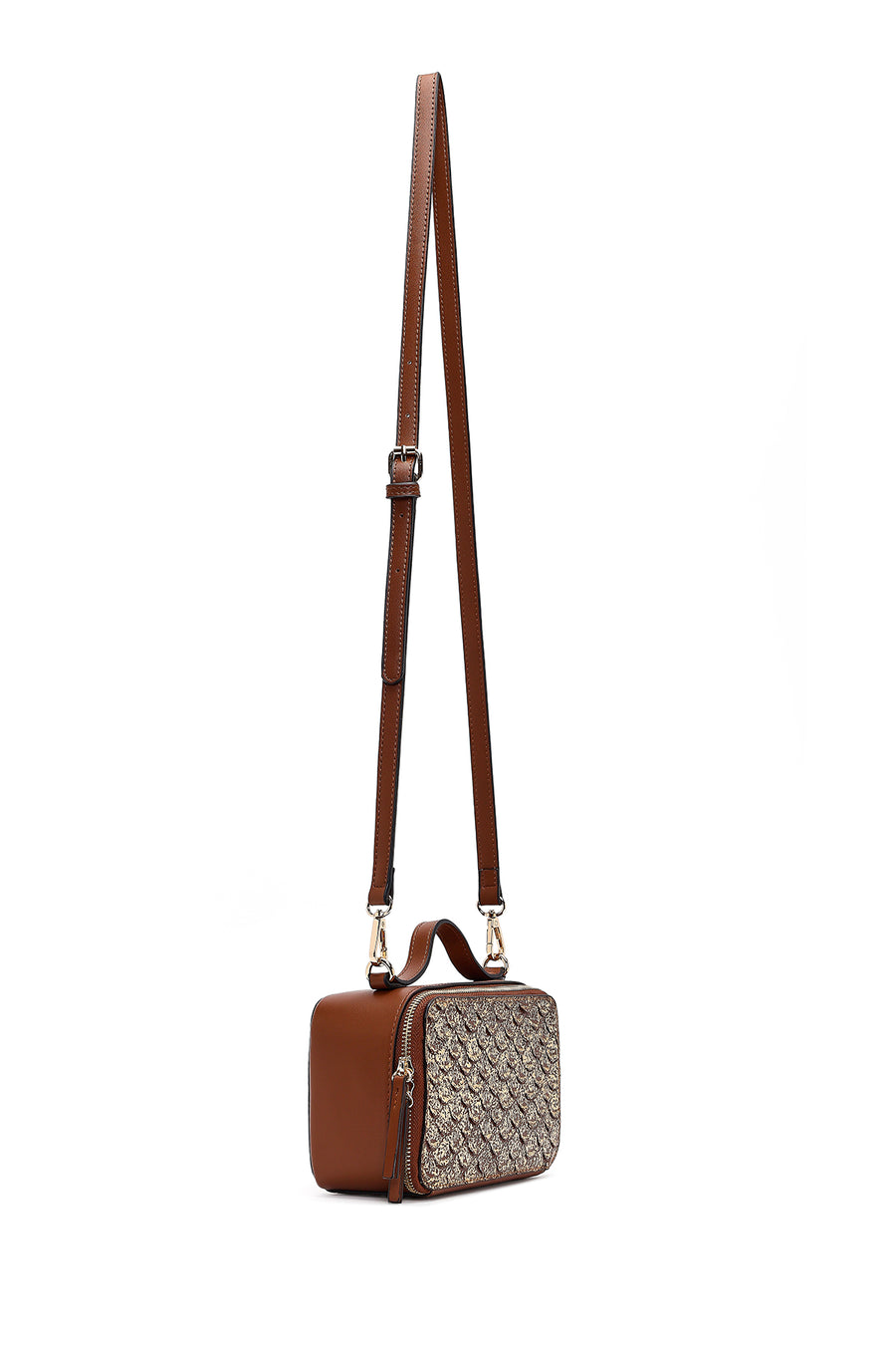 Women's Tan Long Strap Printed Shoulder Bag