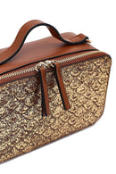 Women's Tan Long Strap Printed Shoulder Bag | Derimod