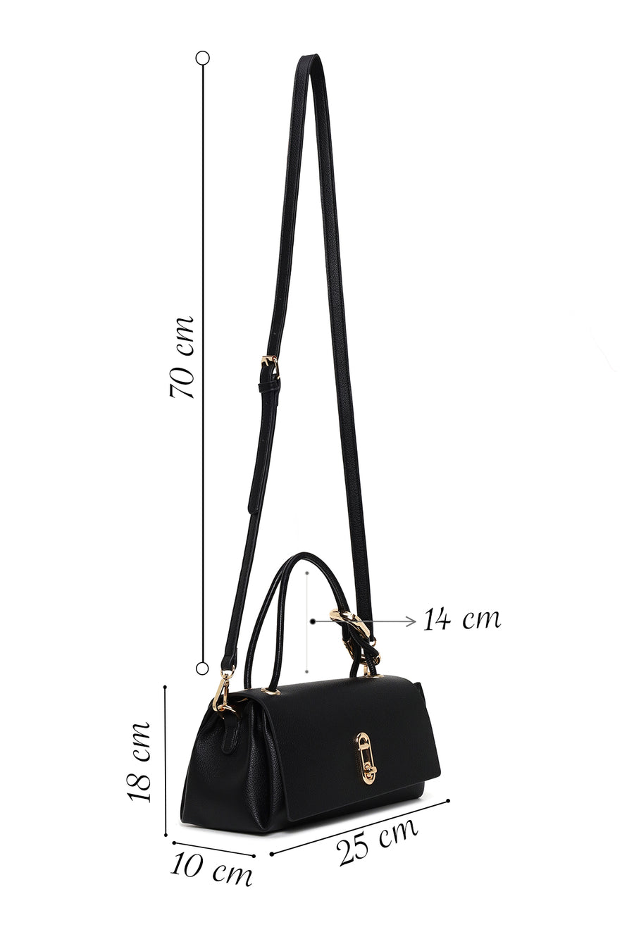 Woman Black Long Strap Shoulder Bag