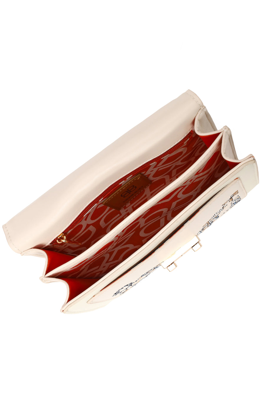 Woman Cream Long Strap Printed Shoulder Bag