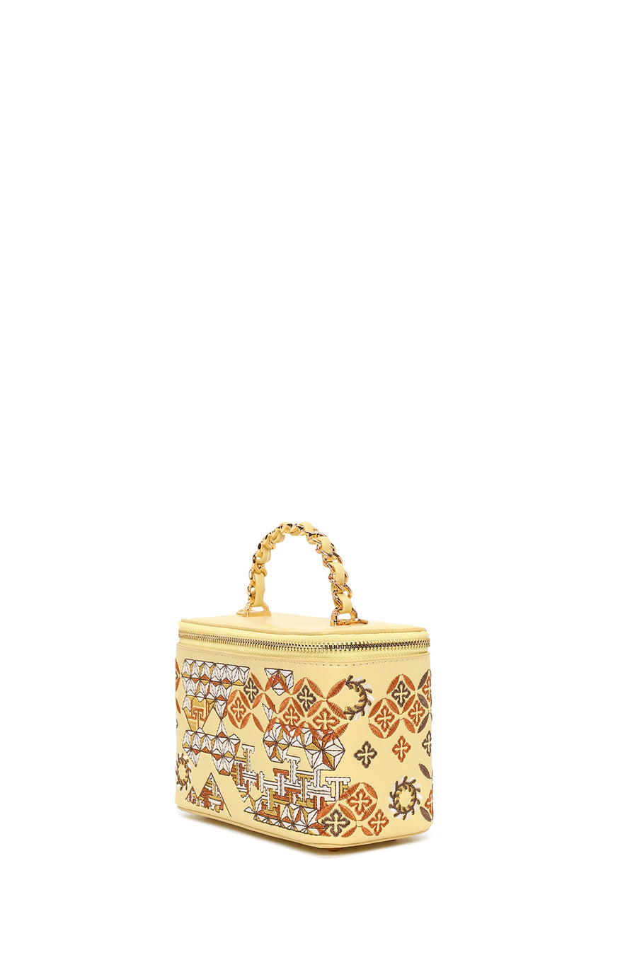 Woman Yellow Long Strap Printed Mini Arm Bag