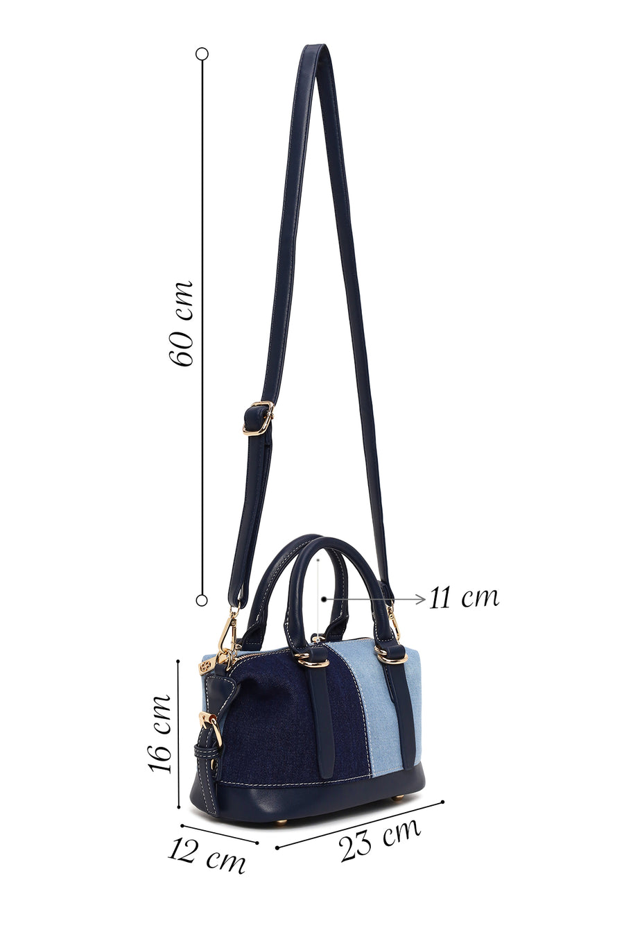 Woman Blue Long-Strap Denim Shoulder Bag