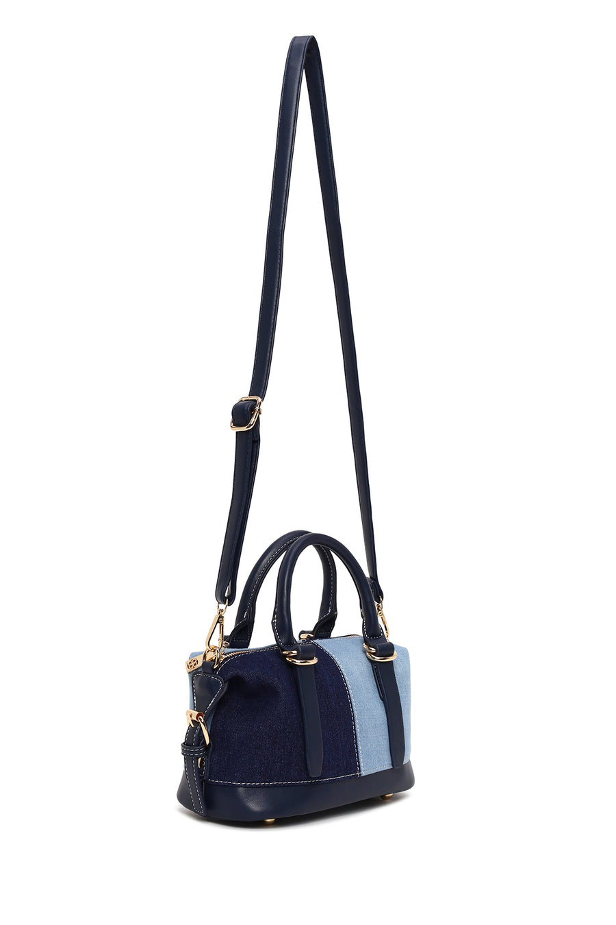 Woman Blue Long-Strap Denim Shoulder Bag