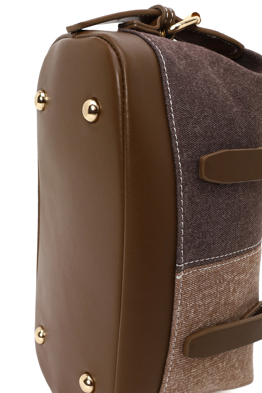 Woman Brown Long-Strap Denim Shoulder Bag