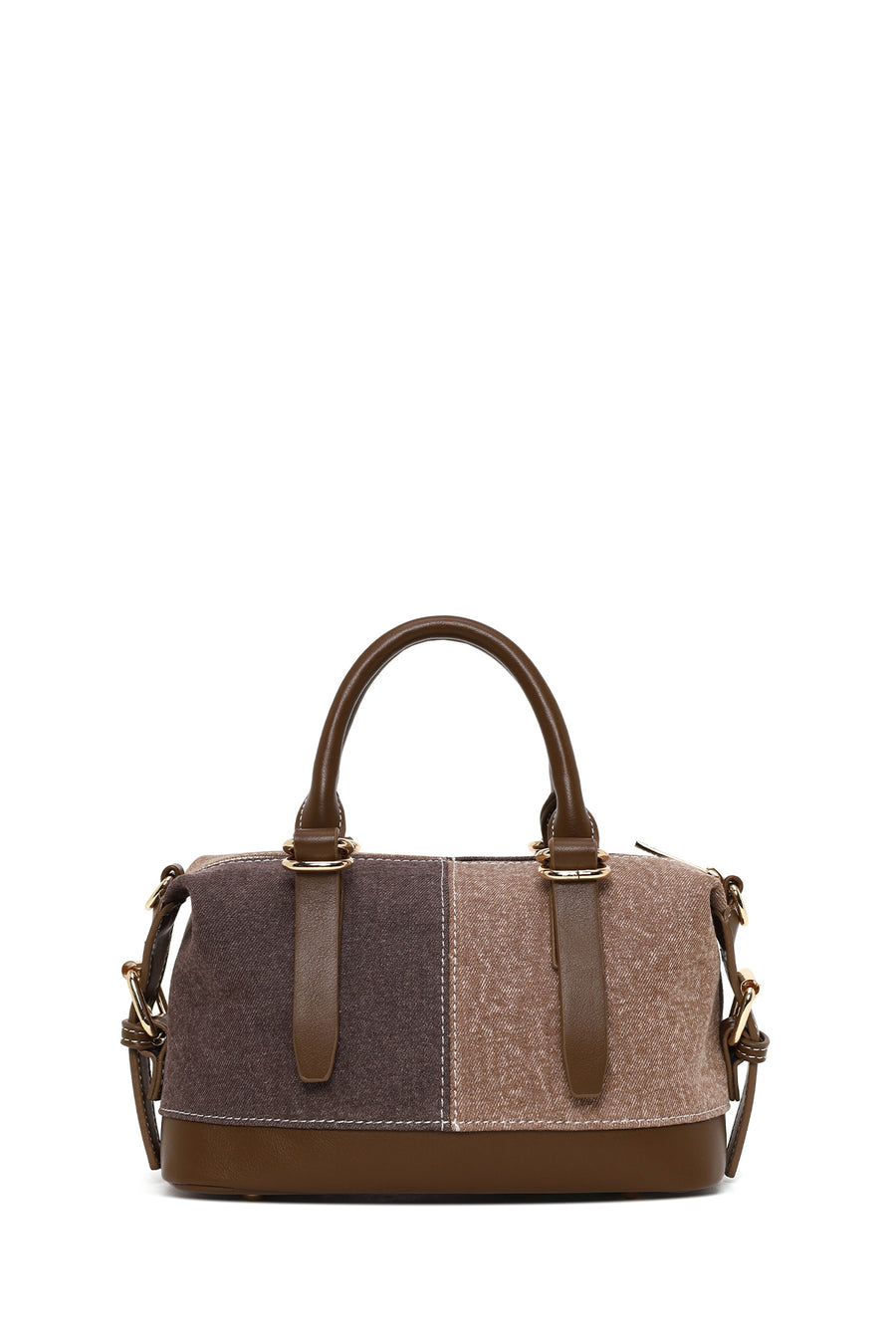 Woman Brown Long-Strap Denim Shoulder Bag