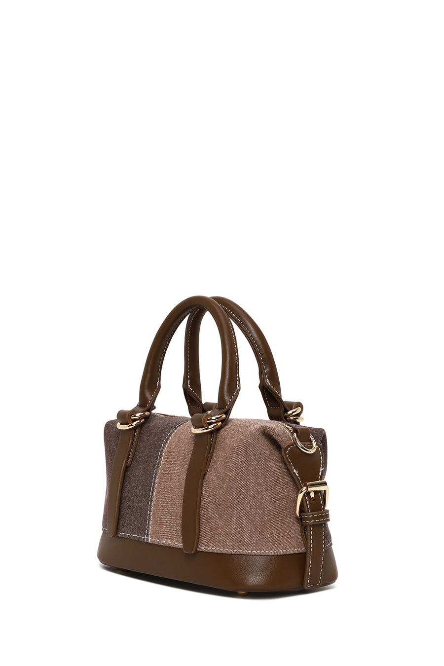Woman Brown Long-Strap Denim Shoulder Bag