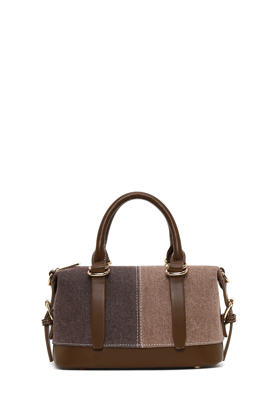 Woman Brown Long-Strap Denim Shoulder Bag