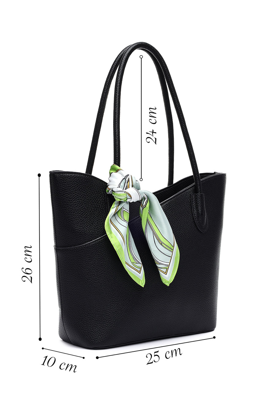 Woman Black Shoulder Bag with Accessory Details