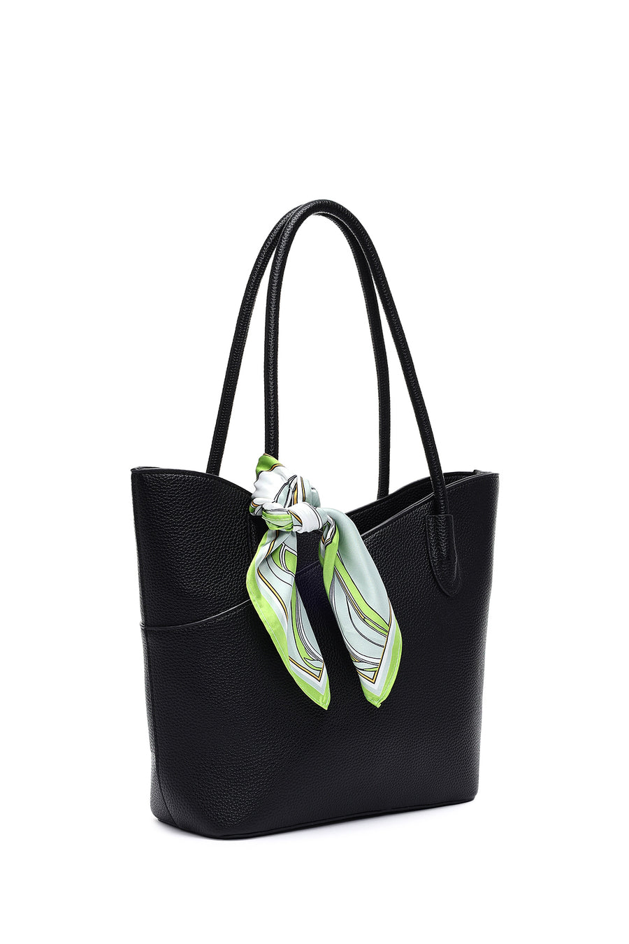 Woman Black Shoulder Bag with Accessory Details