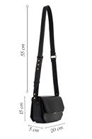 Women's Black Long Strap Patterned Crossbody Bag | Derimod