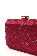 Kadın Bordo Uzun Zincir Askılı Taşlı Mini Portföy Abiye Çanta | Derimod
