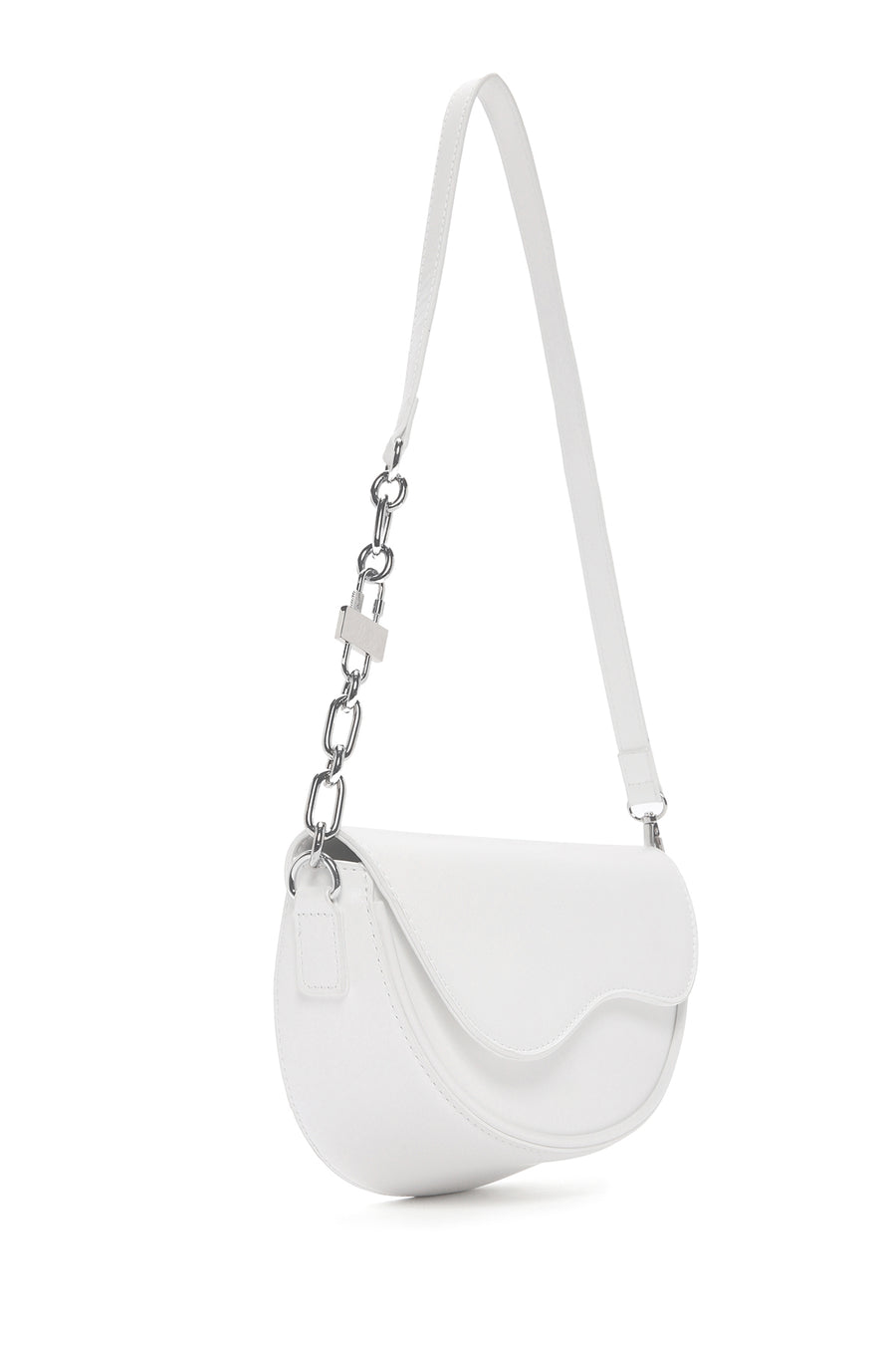 Woman White Chain-Detail Shoulder Bag