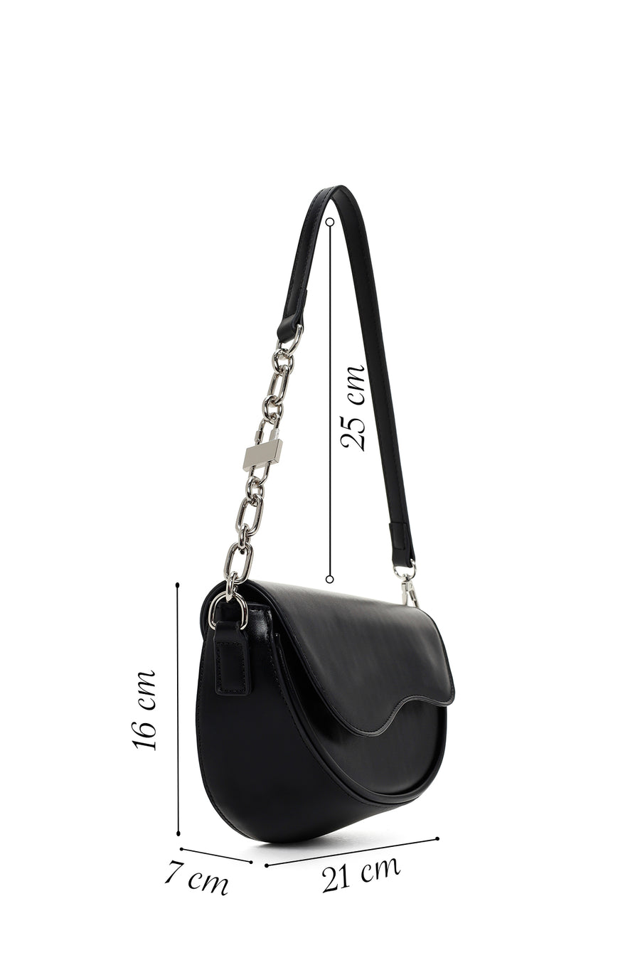 Woman Black Chain-Detail Shoulder Bag