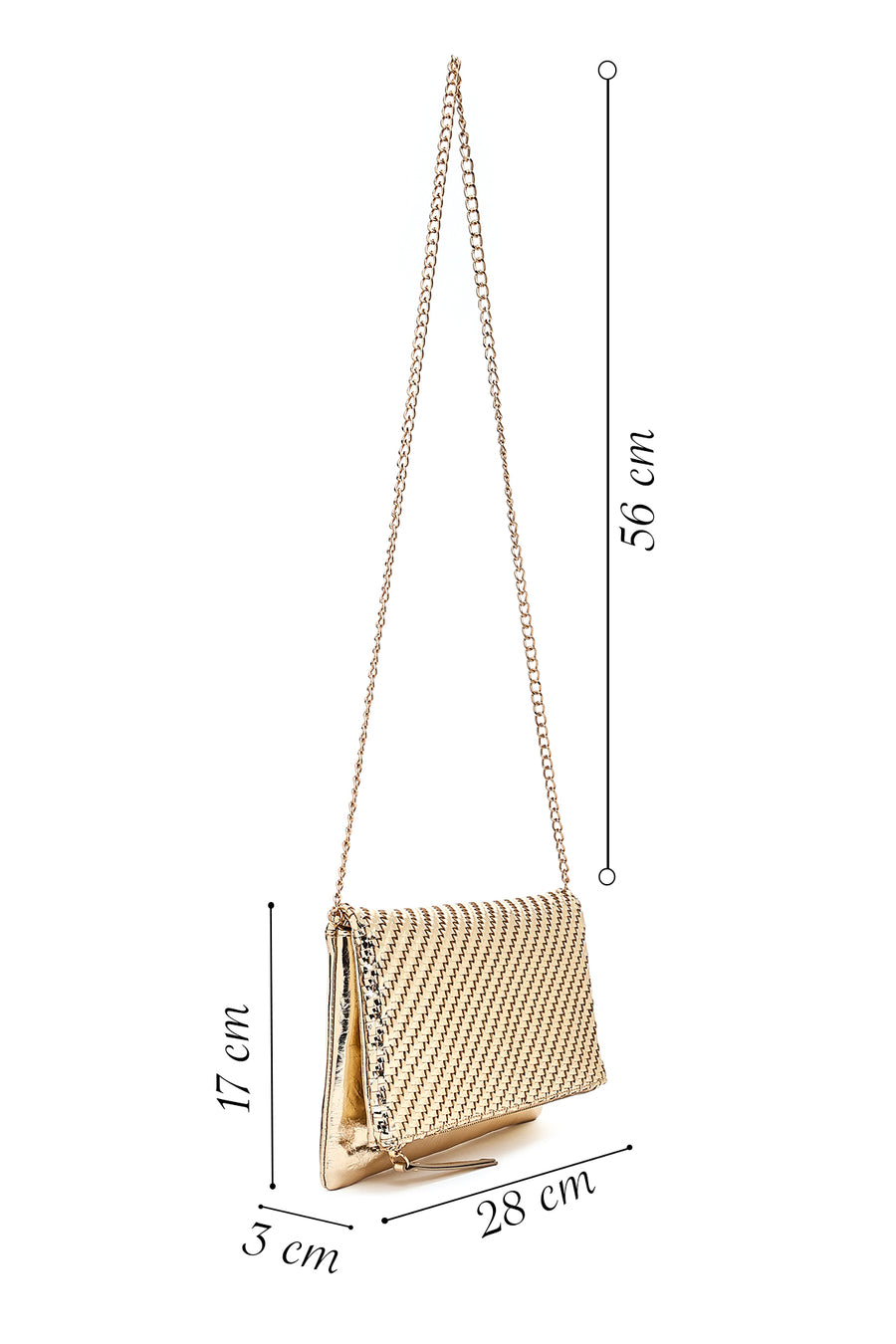 Woman Gold Chain Strap Braided Clutch Bag