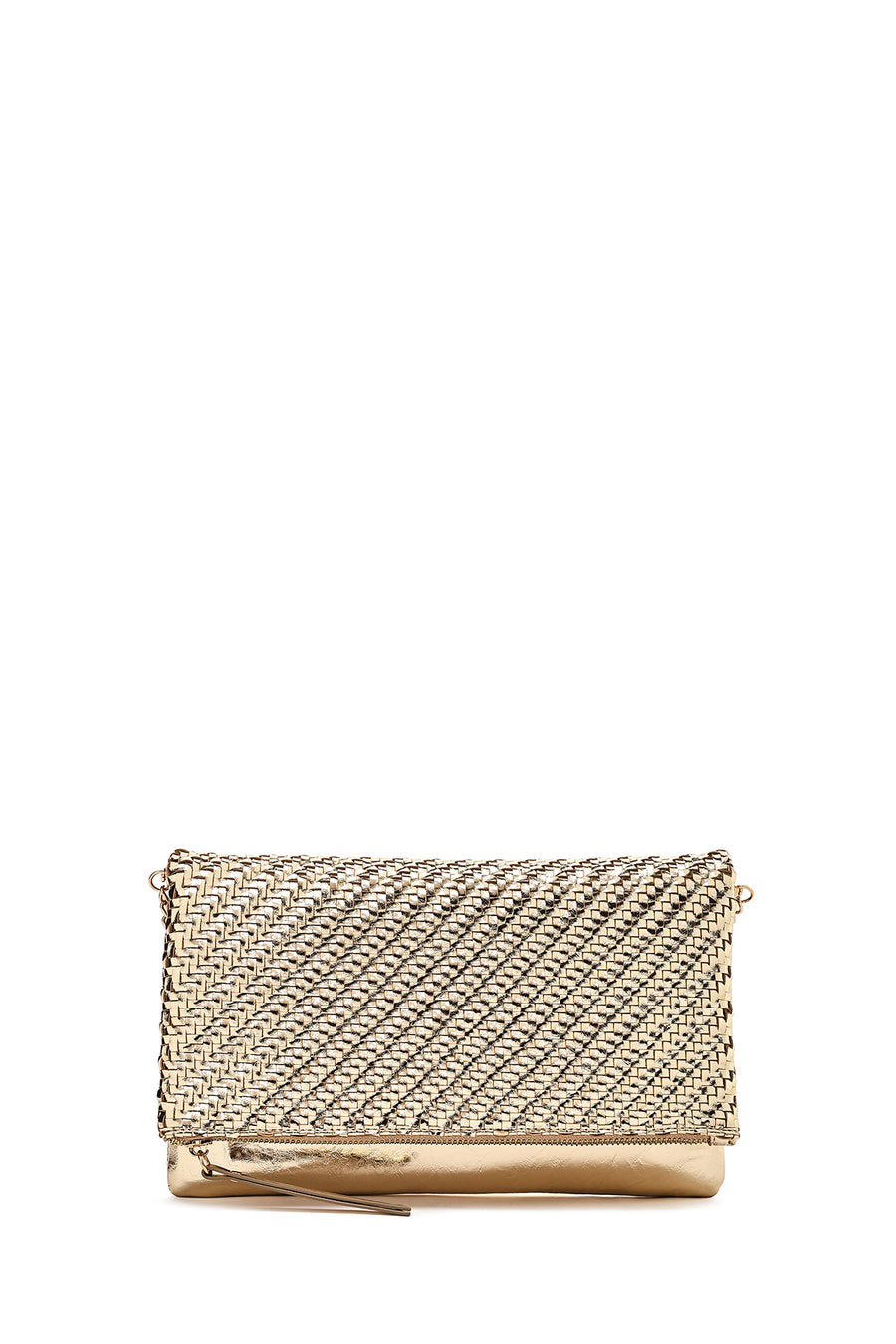 Woman Gold Chain Strap Braided Clutch Bag