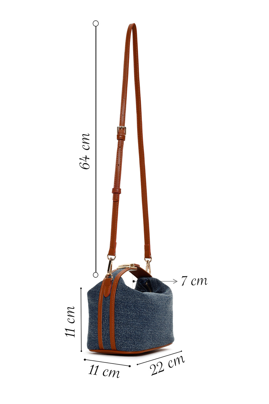 Kadın Mavi Uzun Askılı Jean Mini Çapraz Çanta