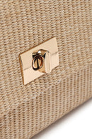 Woman Beige Long Straw Shoulder Bag with Chain Strap | Derimod