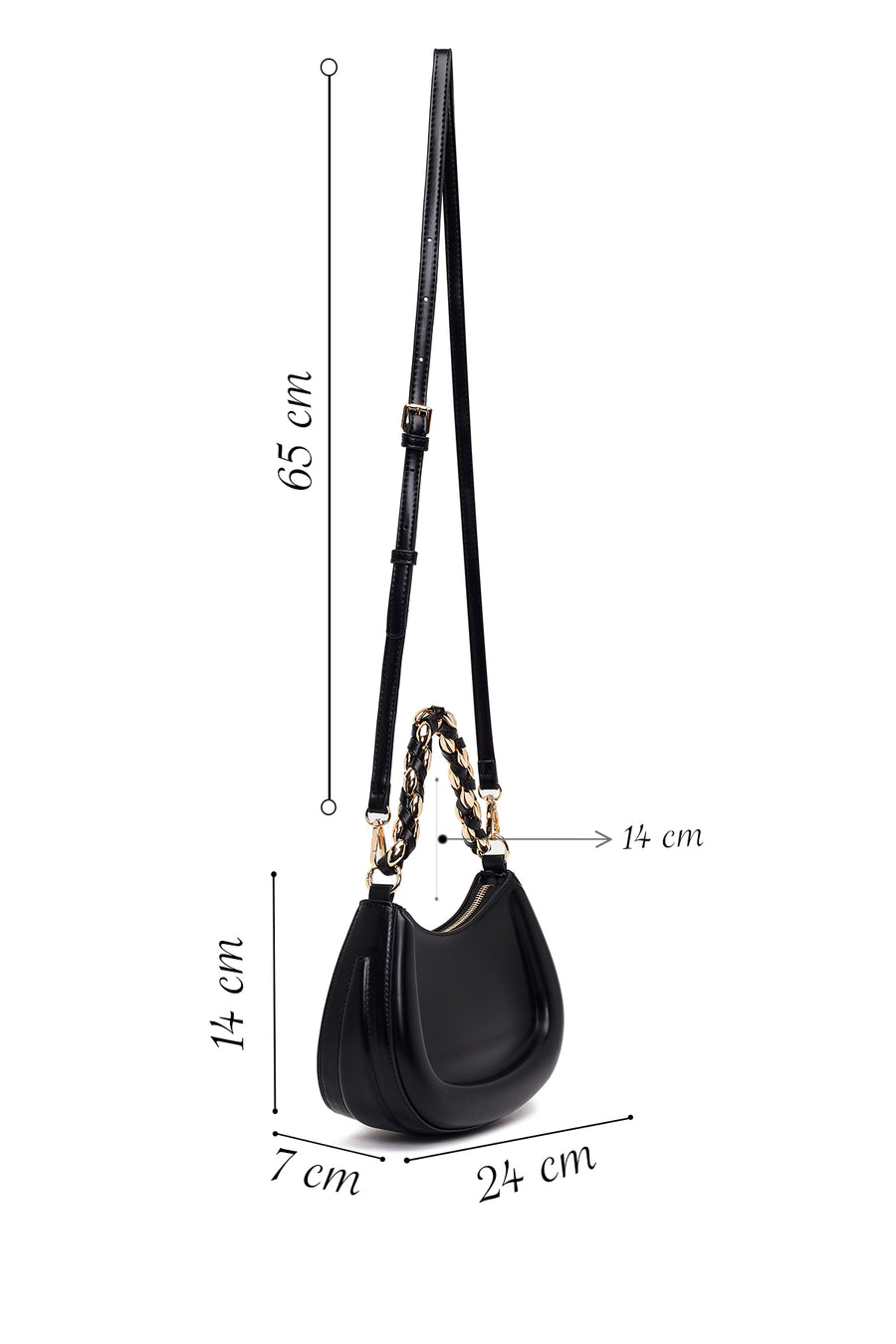 Woman Black Long-Strap Mini Shoulder Bag