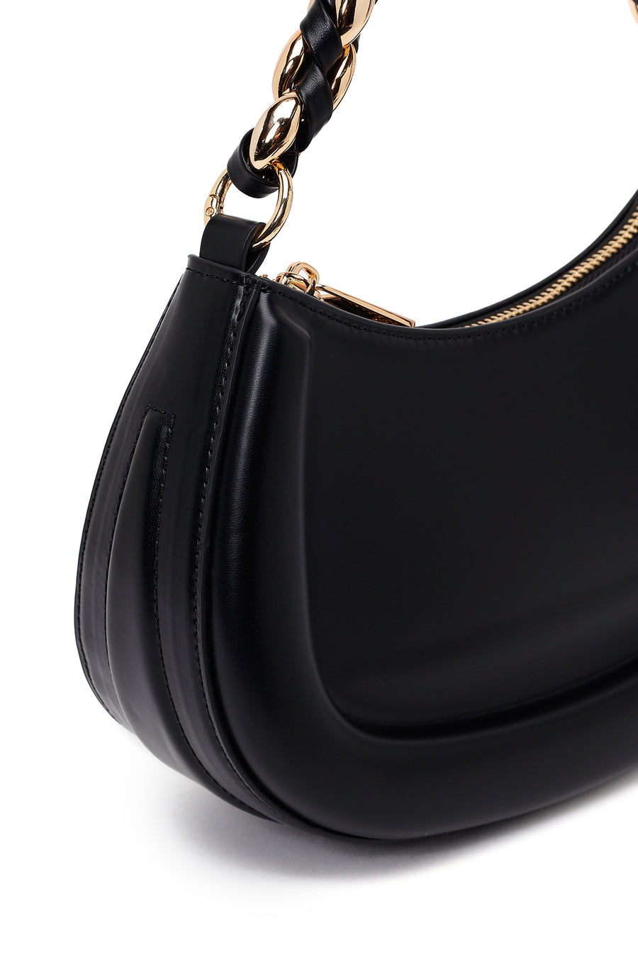 Woman Black Long-Strap Mini Shoulder Bag