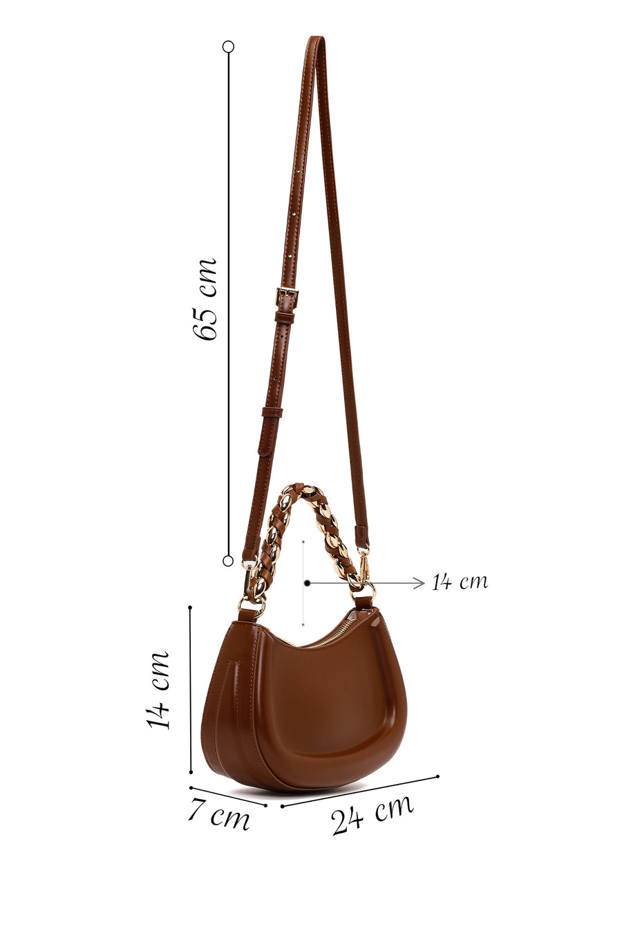 Woman Brown Long-Strap Mini Shoulder Bag