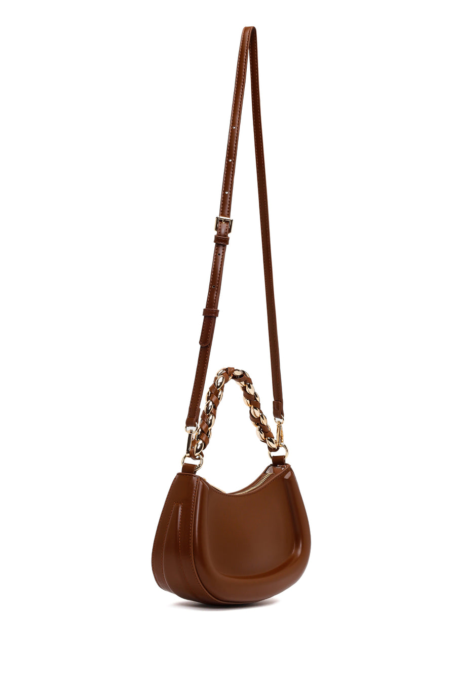 Woman Brown Long-Strap Mini Shoulder Bag