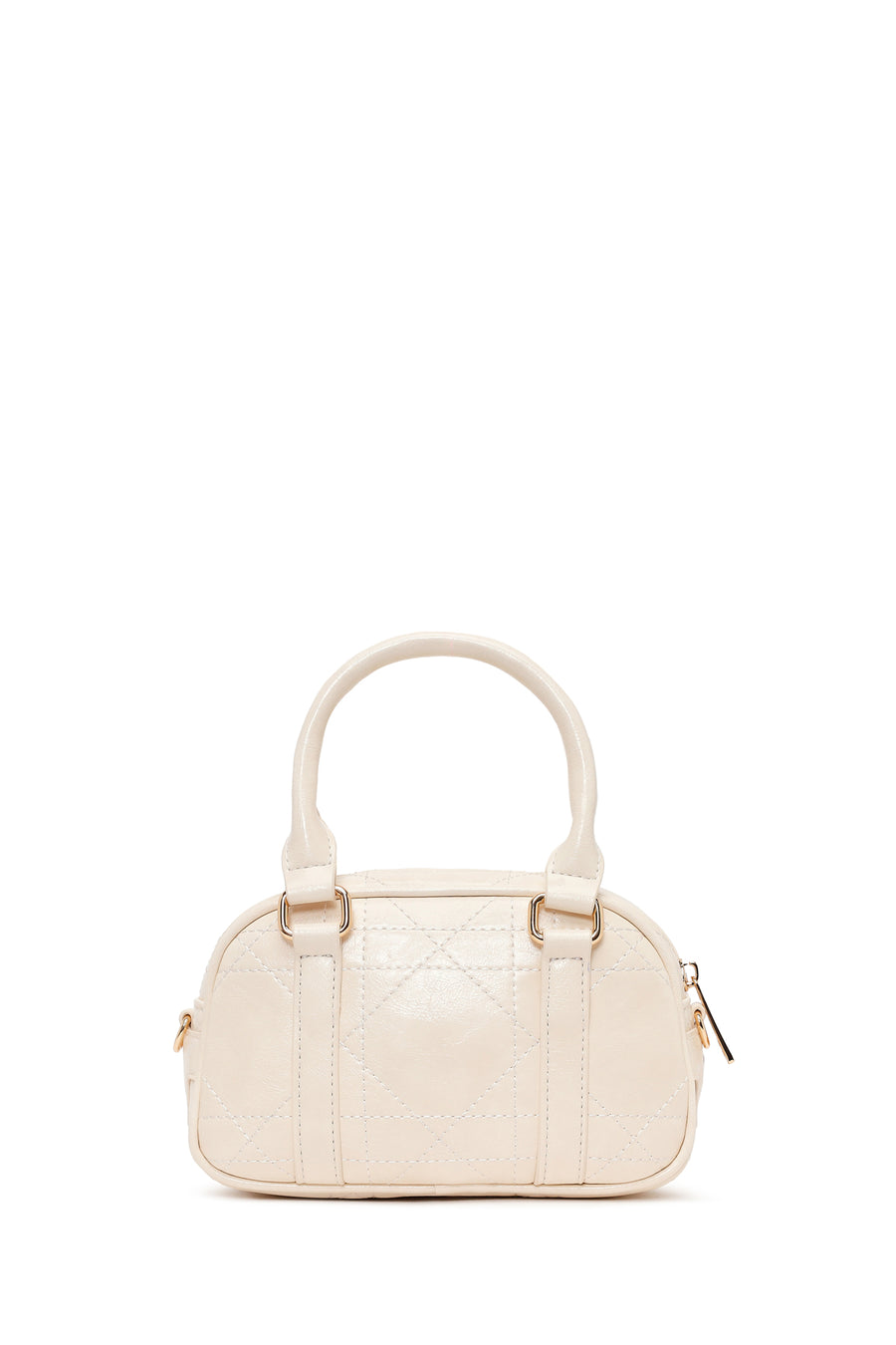 Woman Cream Long Strap Mini Quilted Shoulder Bag