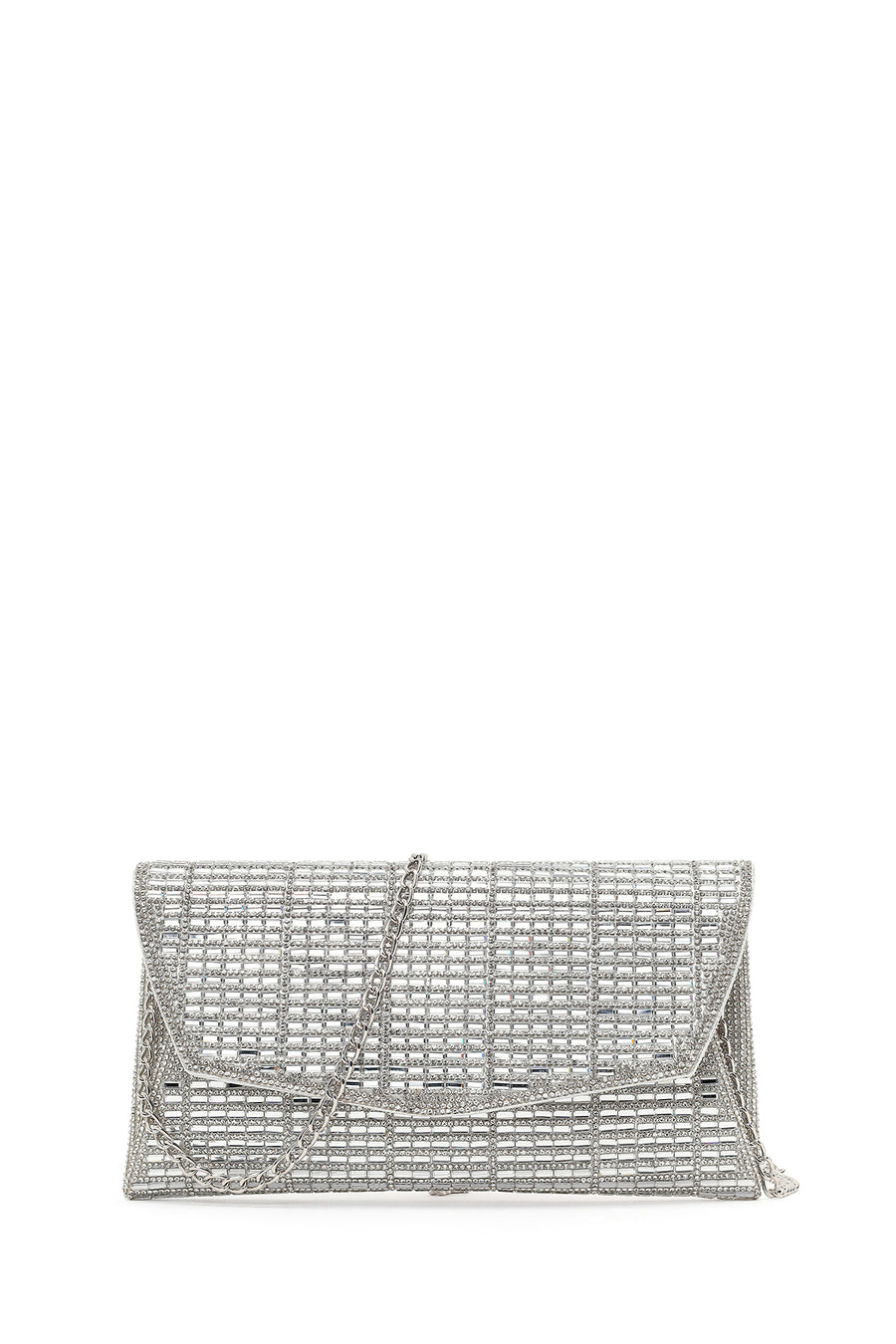 Women's Silver Long Chain Strap Embellished Mini Evening Clutch Bag 26PBD2960TS | Derimod
