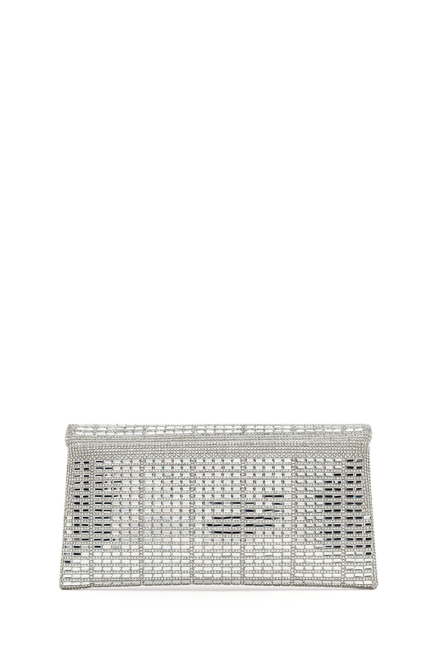 Women's Silver Long Chain Strap Embellished Mini Evening Clutch Bag
