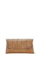 Kadın Altın Uzun Zincir Askılı Taşlı Mini Abiye Portföy Çanta | Derimod