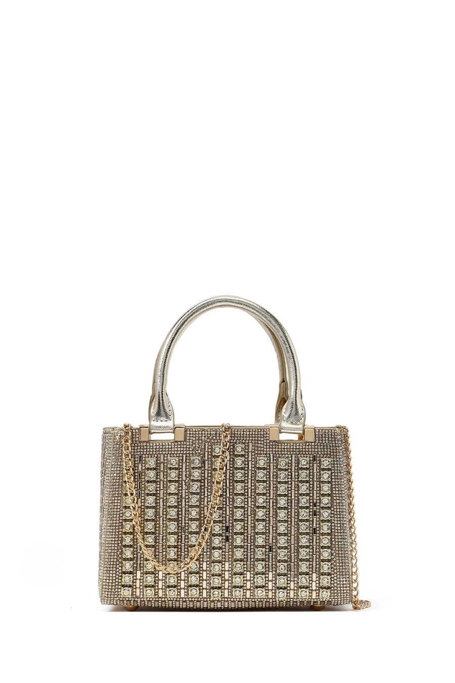 Women's Gold Long Chain Strap Embellished Mini Evening Bag 26PBD2961TS | Derimod