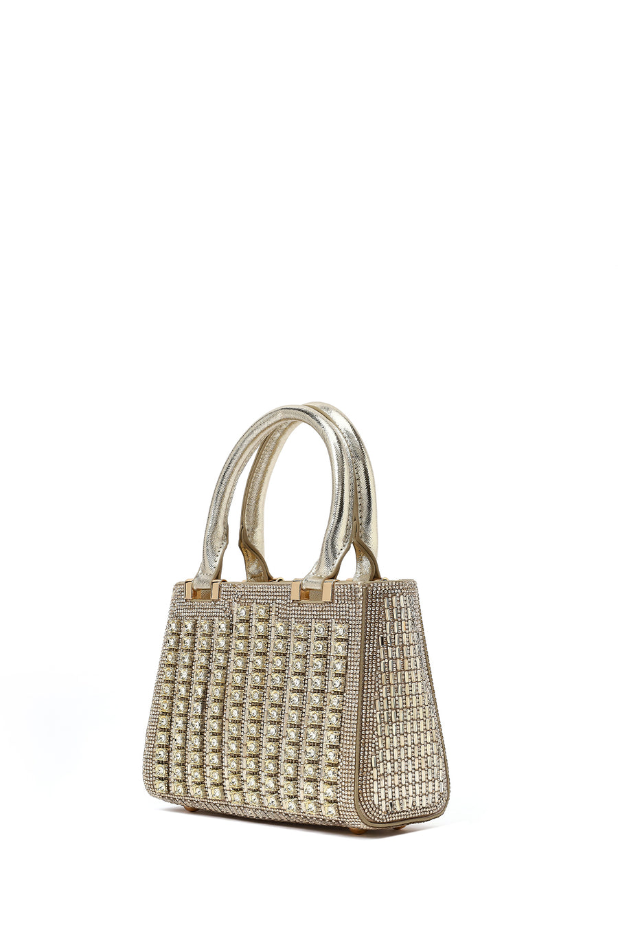 Women's Gold Long Chain Strap Embellished Mini Evening Bag