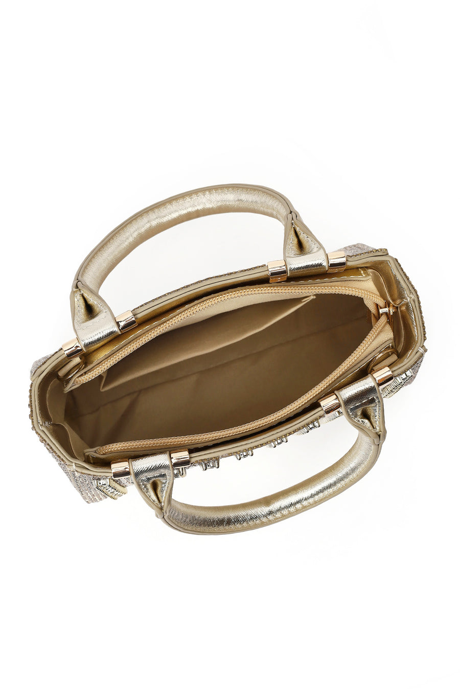 Women's Gold Long Chain Strap Embellished Mini Evening Bag