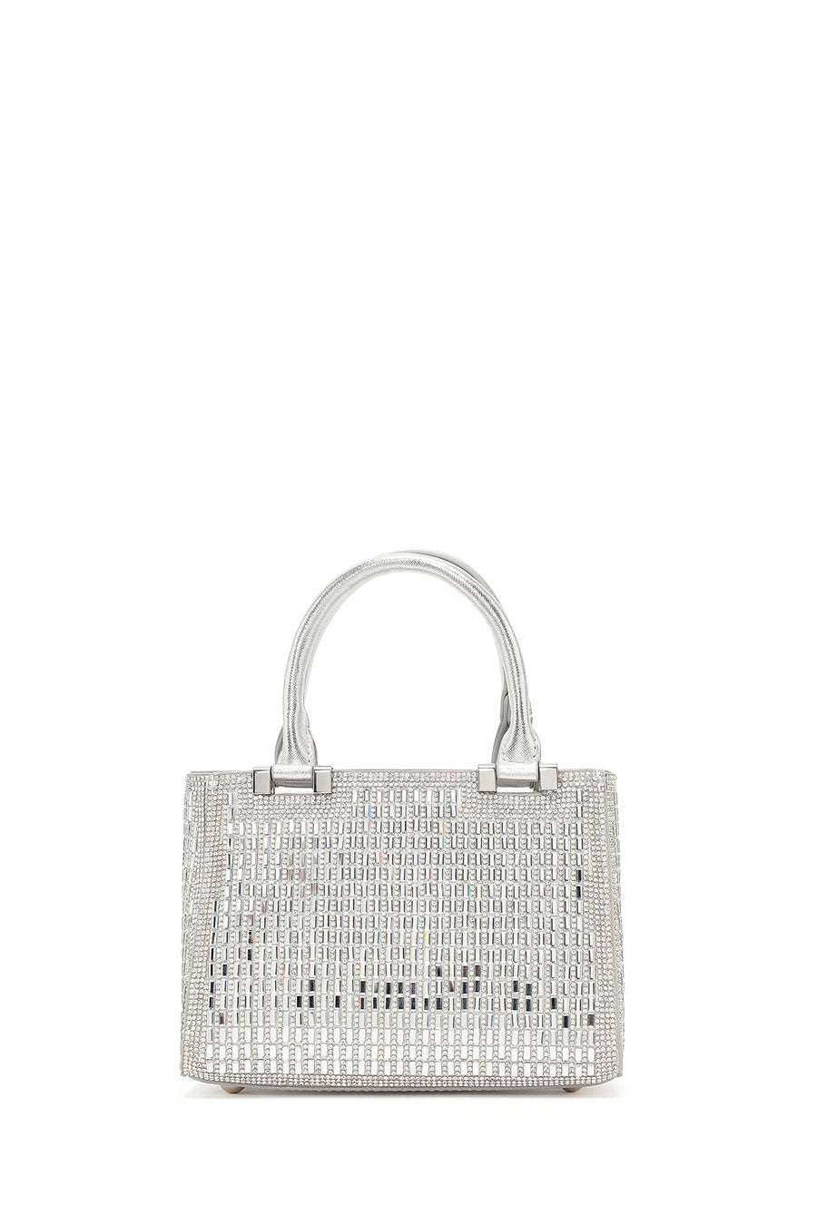 Women's Silver Long Chain Strap Embellished Mini Evening Bag