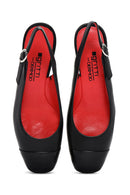 Derimod Gritti Kadın Siyah Arkası Açık Kısa Kalın Topuklu Deri Ayakkabı | Derimod