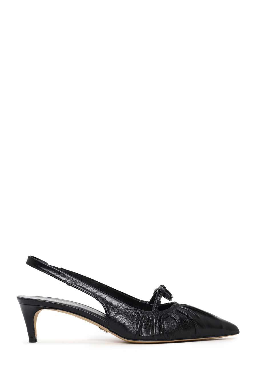 Woman Black Open-Back Low-Heeled Leather Shoes 26PFD120916 | Derimod
